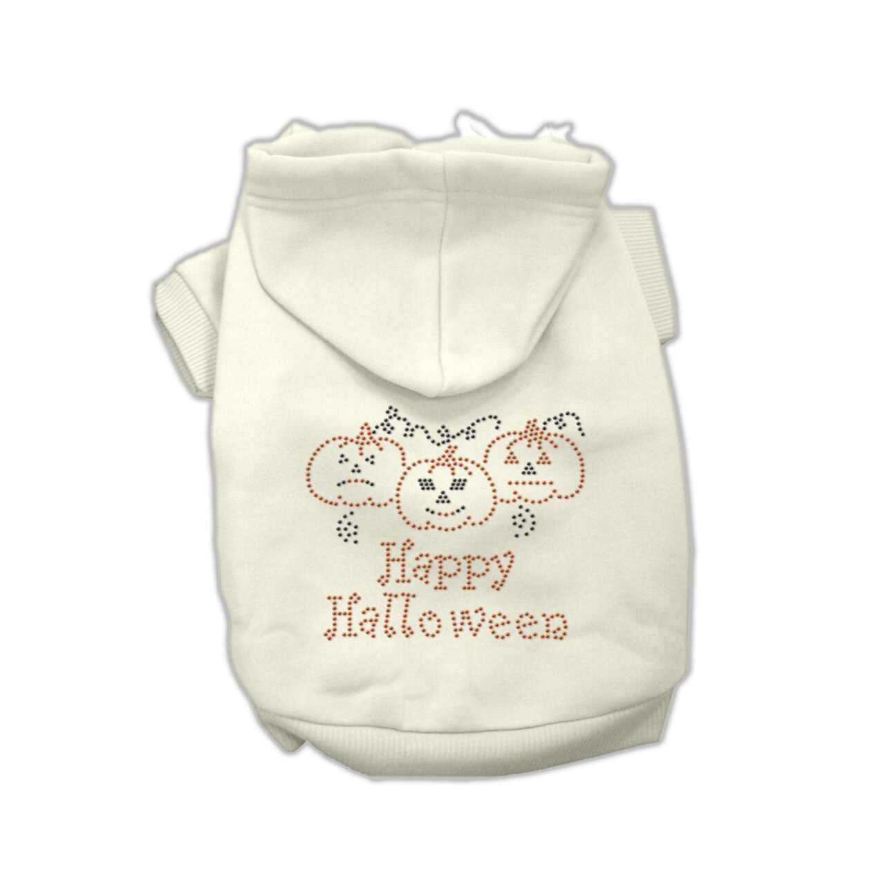 Mirage Pet Products Happy Halloween Rhinestone Hoodies Cream Small (10)